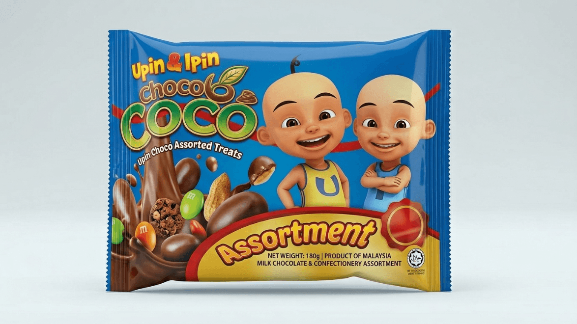 Upin & Ipin Choco Loco  Assortment Coated Milk Chocolate  50g Pouch